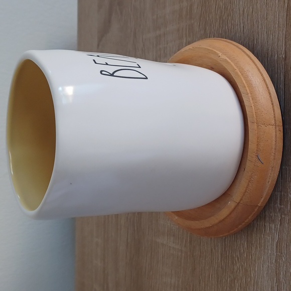 2 FOR $20 Rae Dunn White Ceramic BEAUTIFUL DAY Mug With Yellow Interior & Handle - Picture 3 of 9